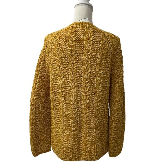 Vintage Handmade Cable Knit Button Front Pocketed Cardigan Sweater Medium - Picture 3 of 7